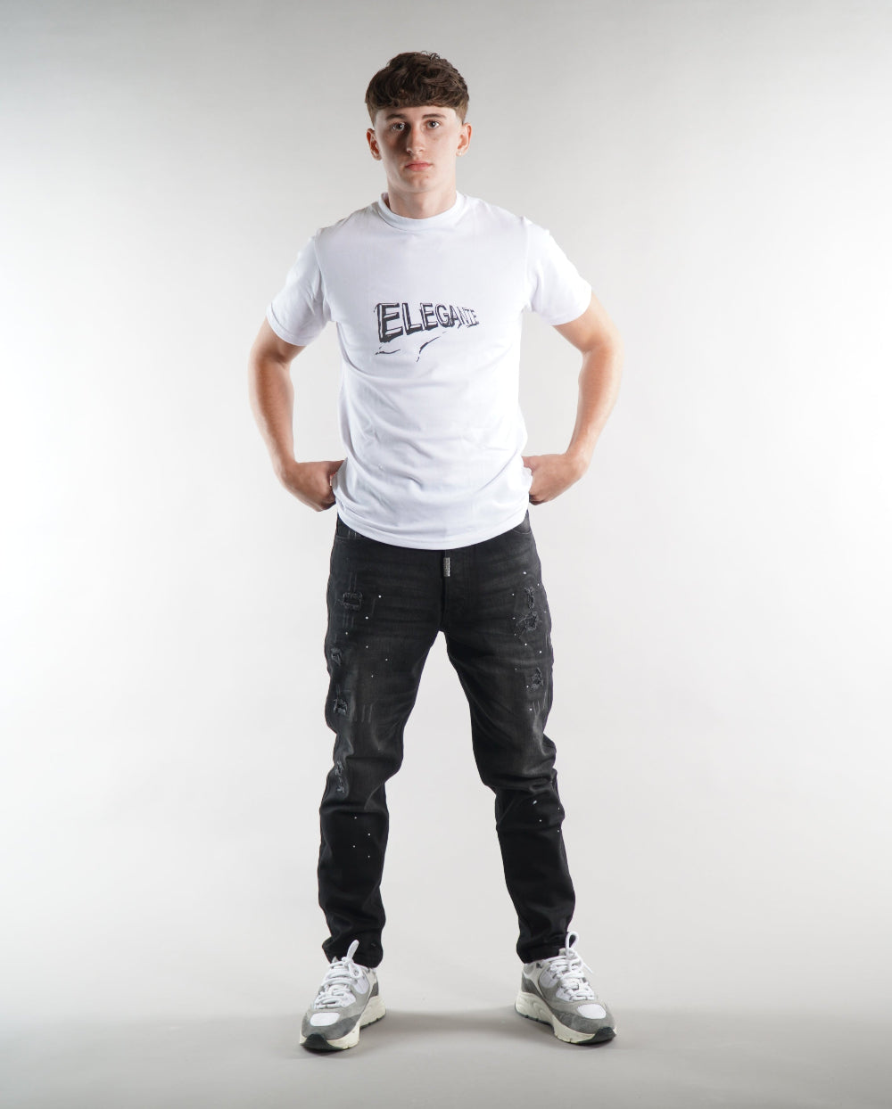 Men's Elegante gym T-Shirt in white, activewear, mens gym clothing