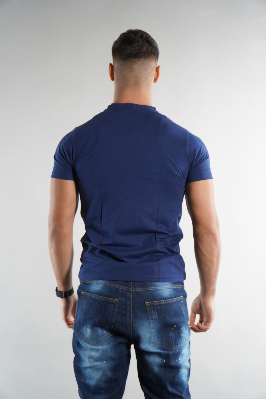 Men's Elegante gym T-Shirt in navy blue, activewear, mens gym clothing