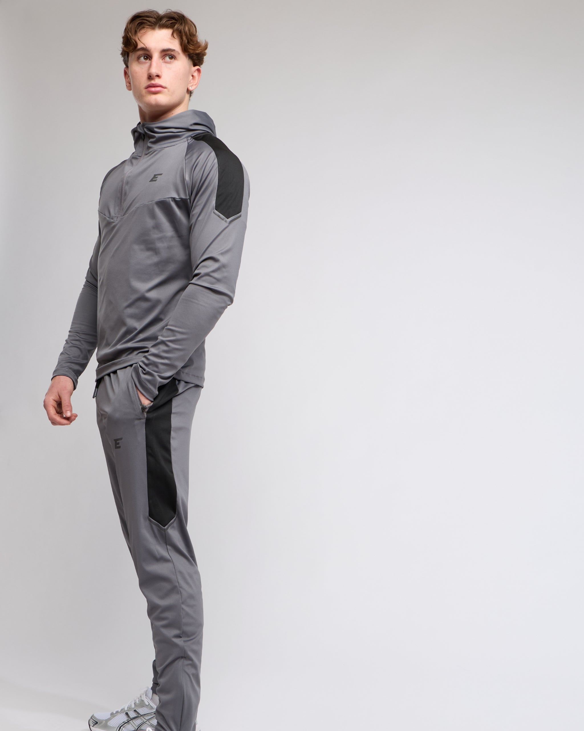 Stealth Black Steel Grey 1/2 Zip Tracksuit Joggers