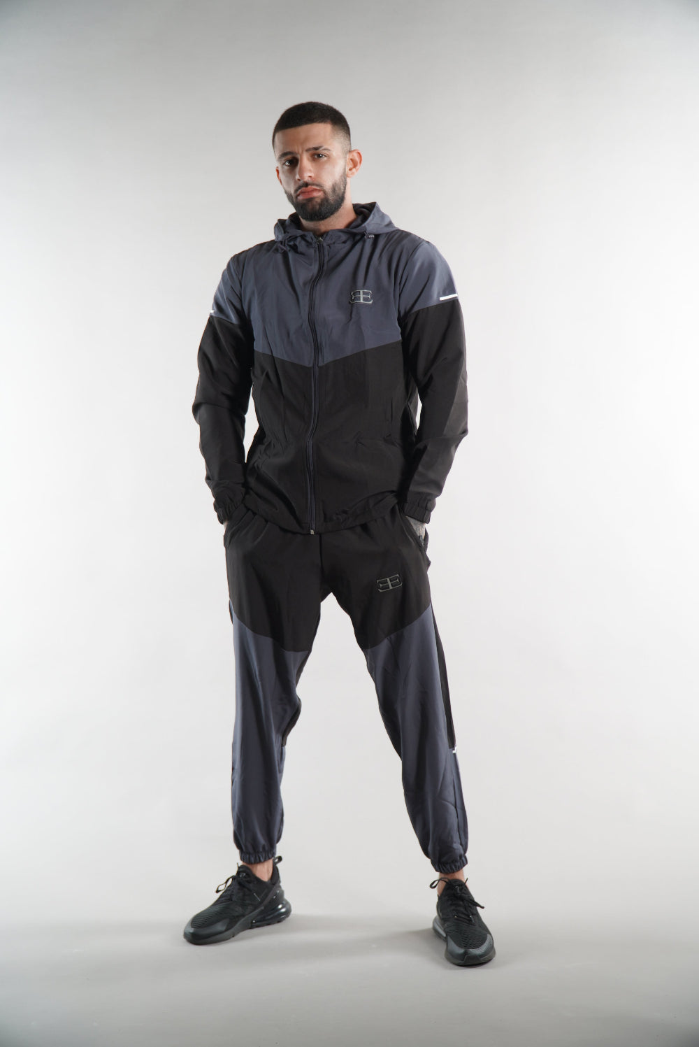 Men's Black Grey Joggers, Men's Elegante Clothing, Sportswear Joggers Tracaksuit, JD Sports mens streetwear urbanwear, tracksuit bottoms, tracksuit set