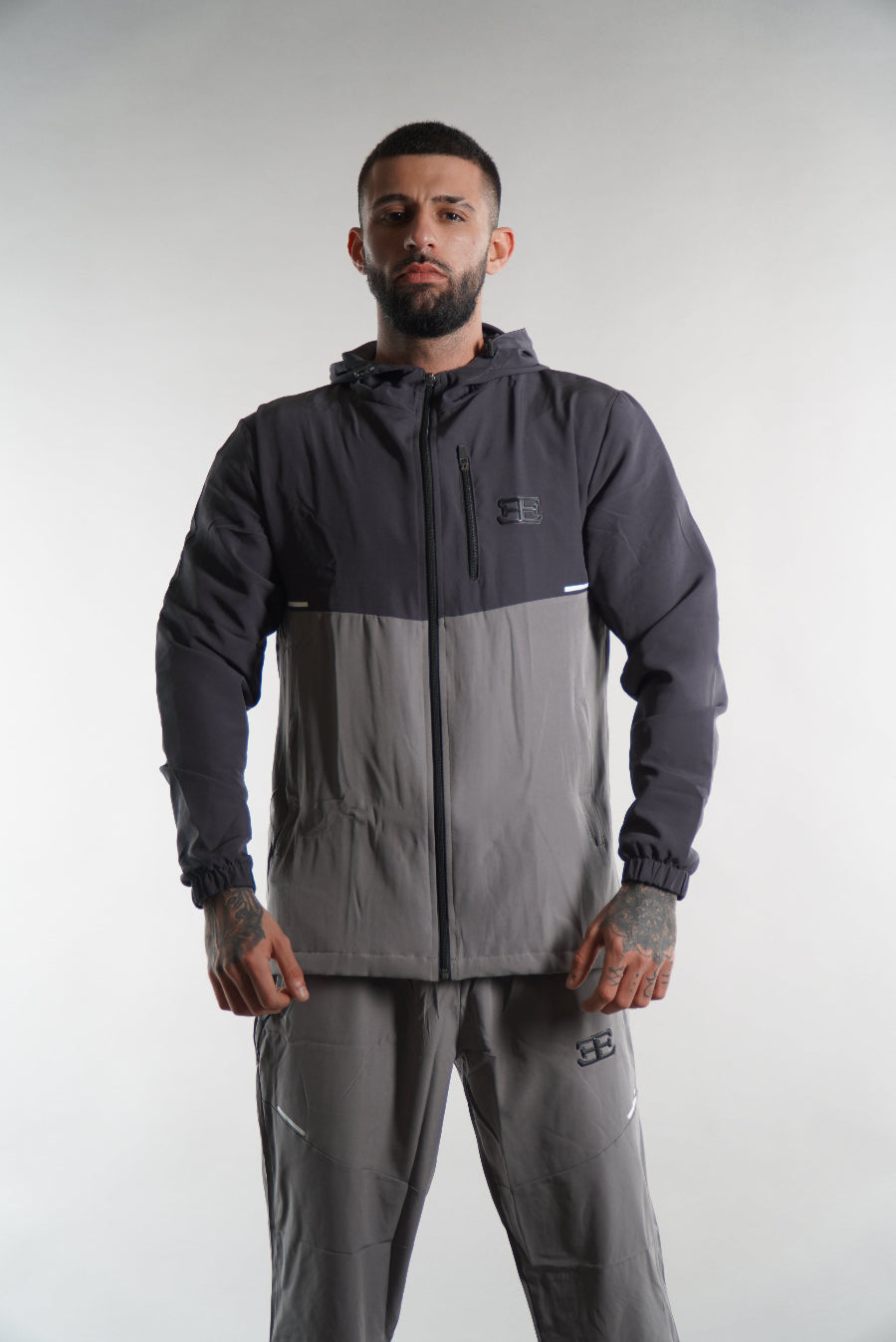 Men's Elegante Tracksuit jacket with hood in grey, JD sports jackets, activewear, mens street clothing