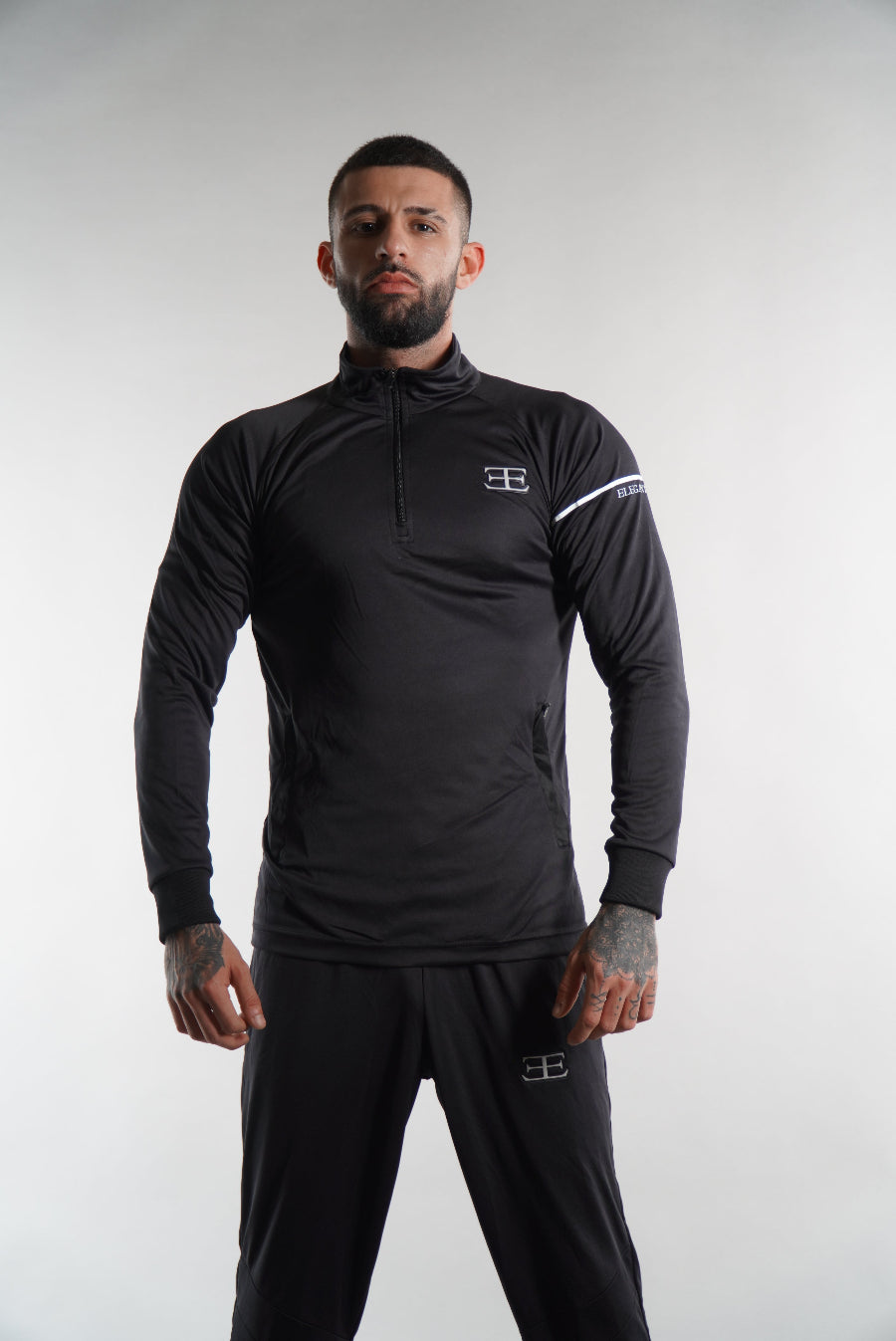 Men's Elegante black tracksuit top and joggers, sportswear, activewear, gym wear