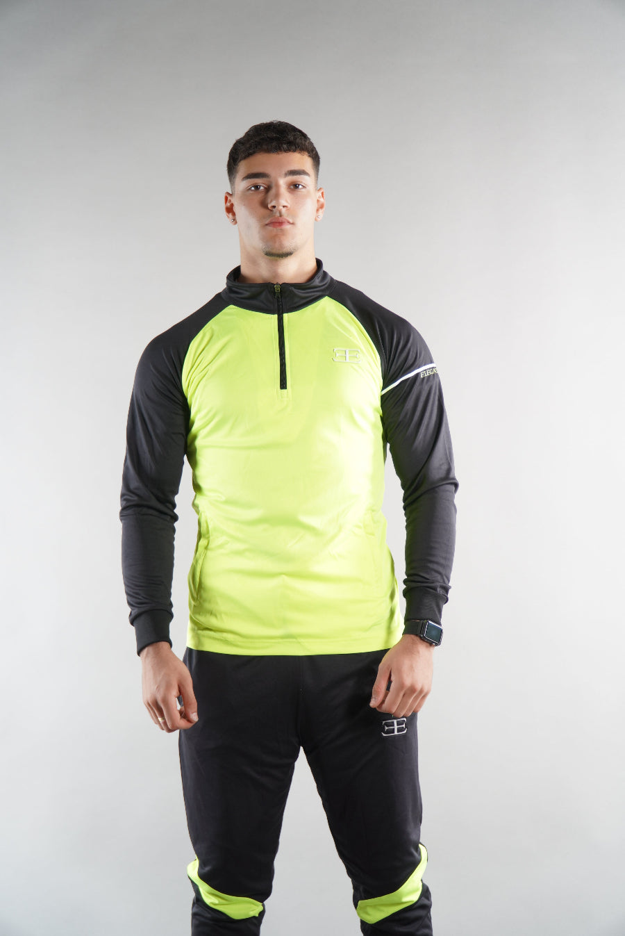 Men's Elegante neon green tracksuit top and joggers, sportswear, activewear, gym wear