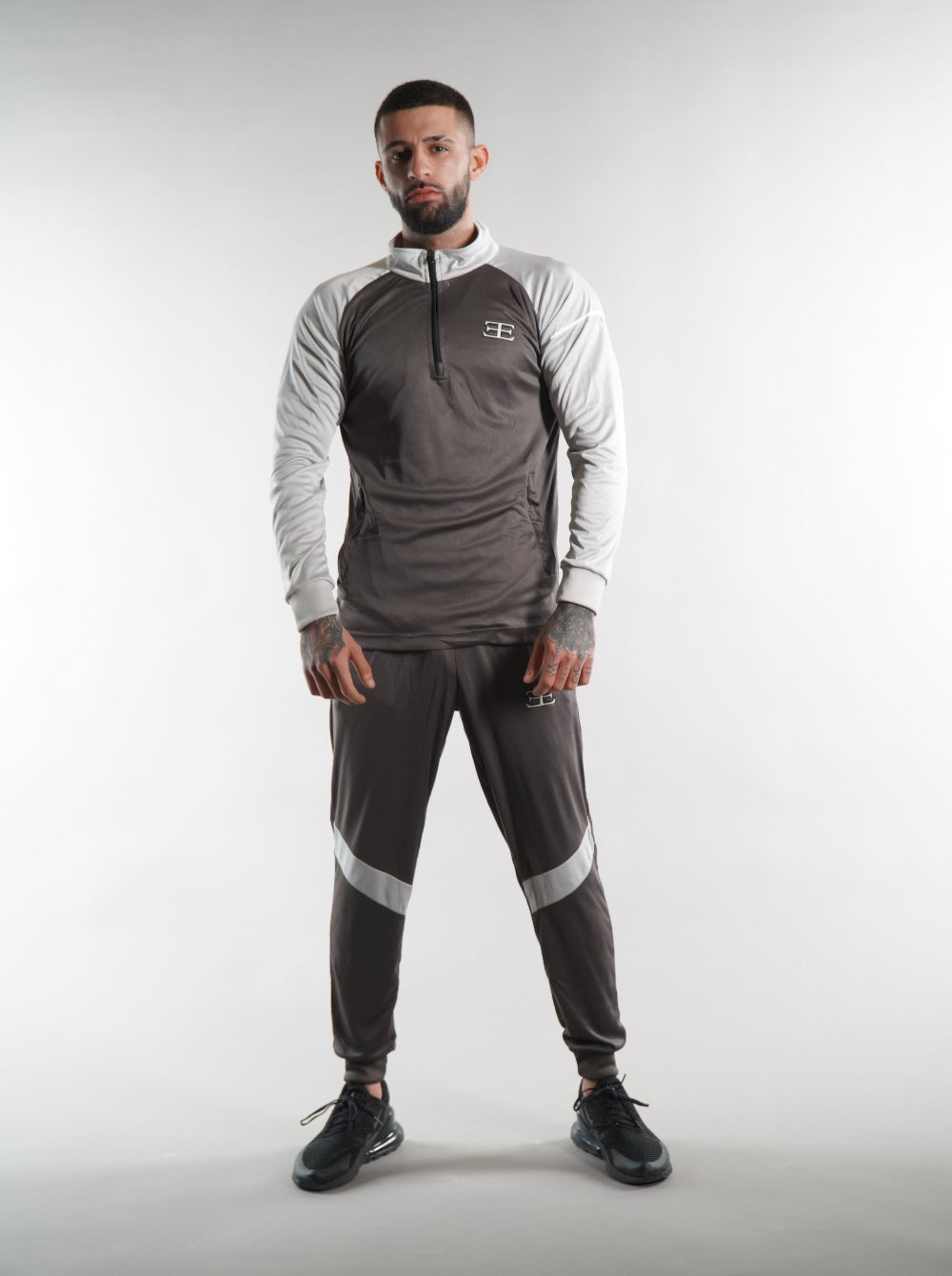 Men's Elegante grey tracksuit top and joggers, sportswear, activewear, gym wear