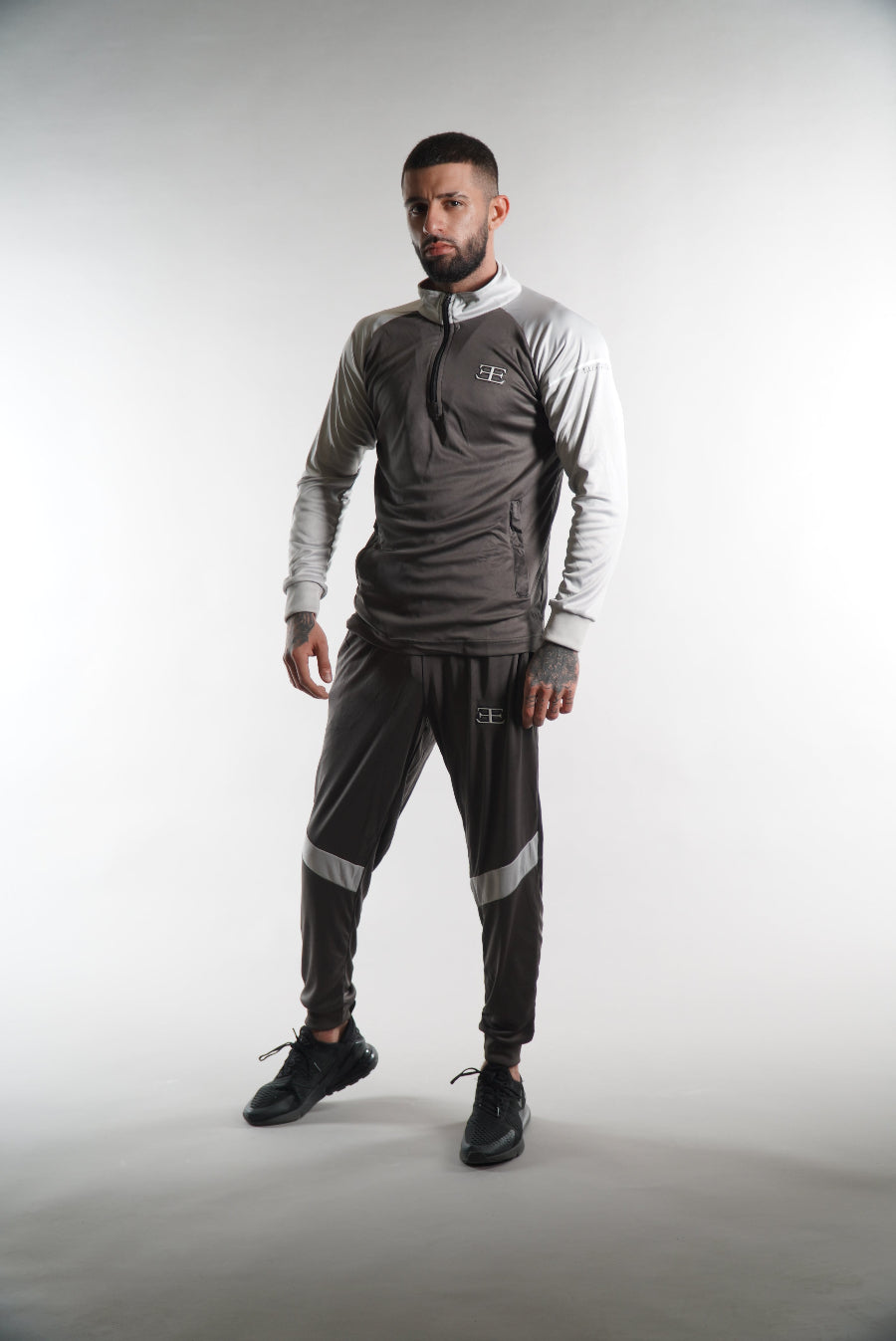 Men's Elegante grey tracksuit top and joggers, sportswear, activewear, gym wear