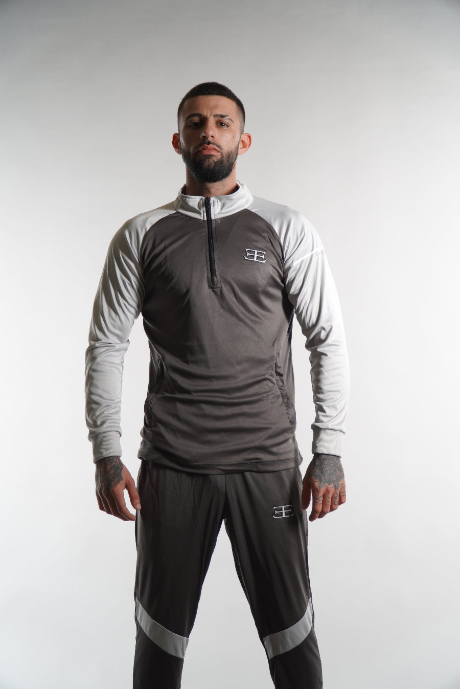 Men's Elegante grey tracksuit top and joggers, sportswear, activewear, gym wear