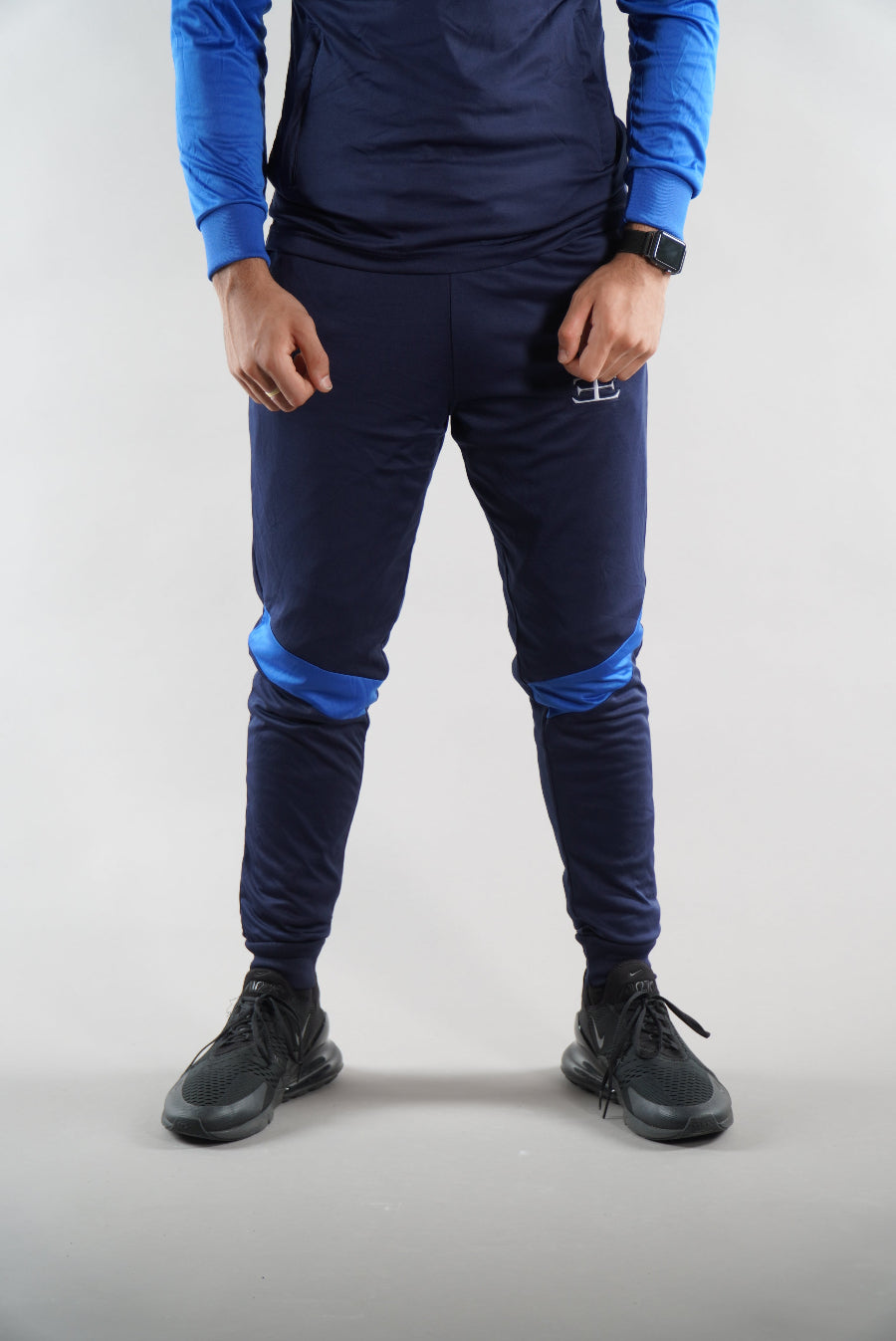 Men's Elegante blue tracksuit joggers, sportswear, activewear, gym wear