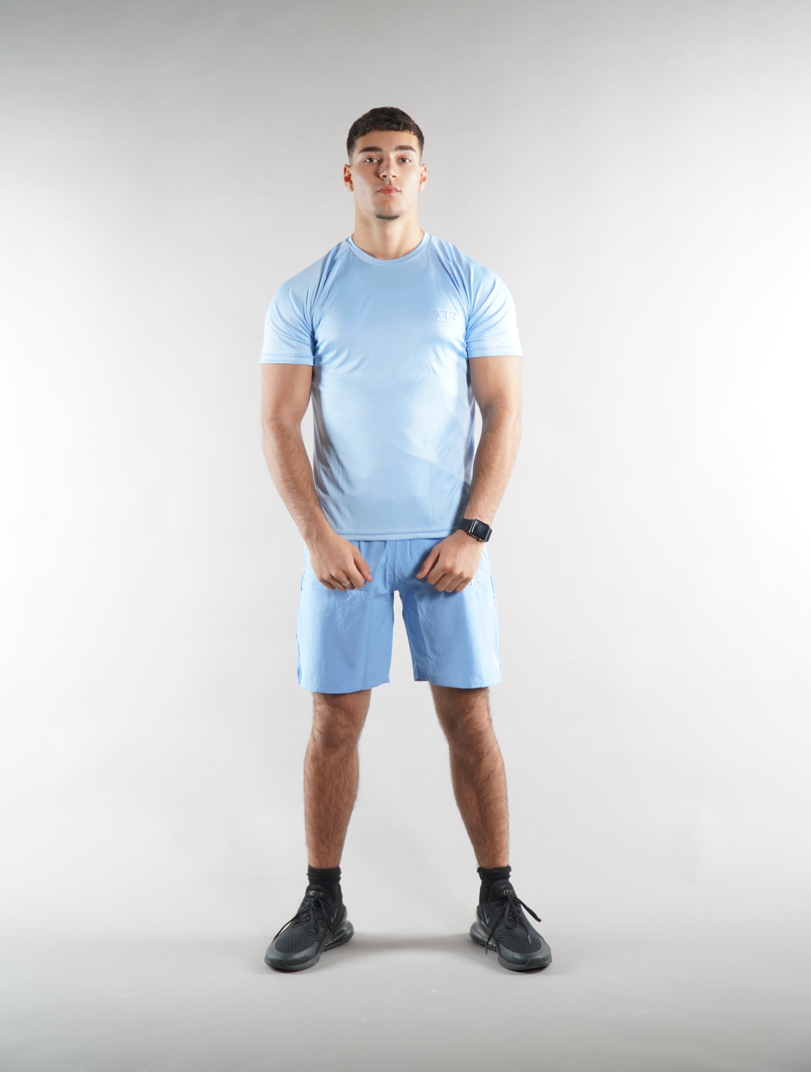 Men's Elegante Sky Blue Gym Shorts, activewear for men, jd sports, sportswear