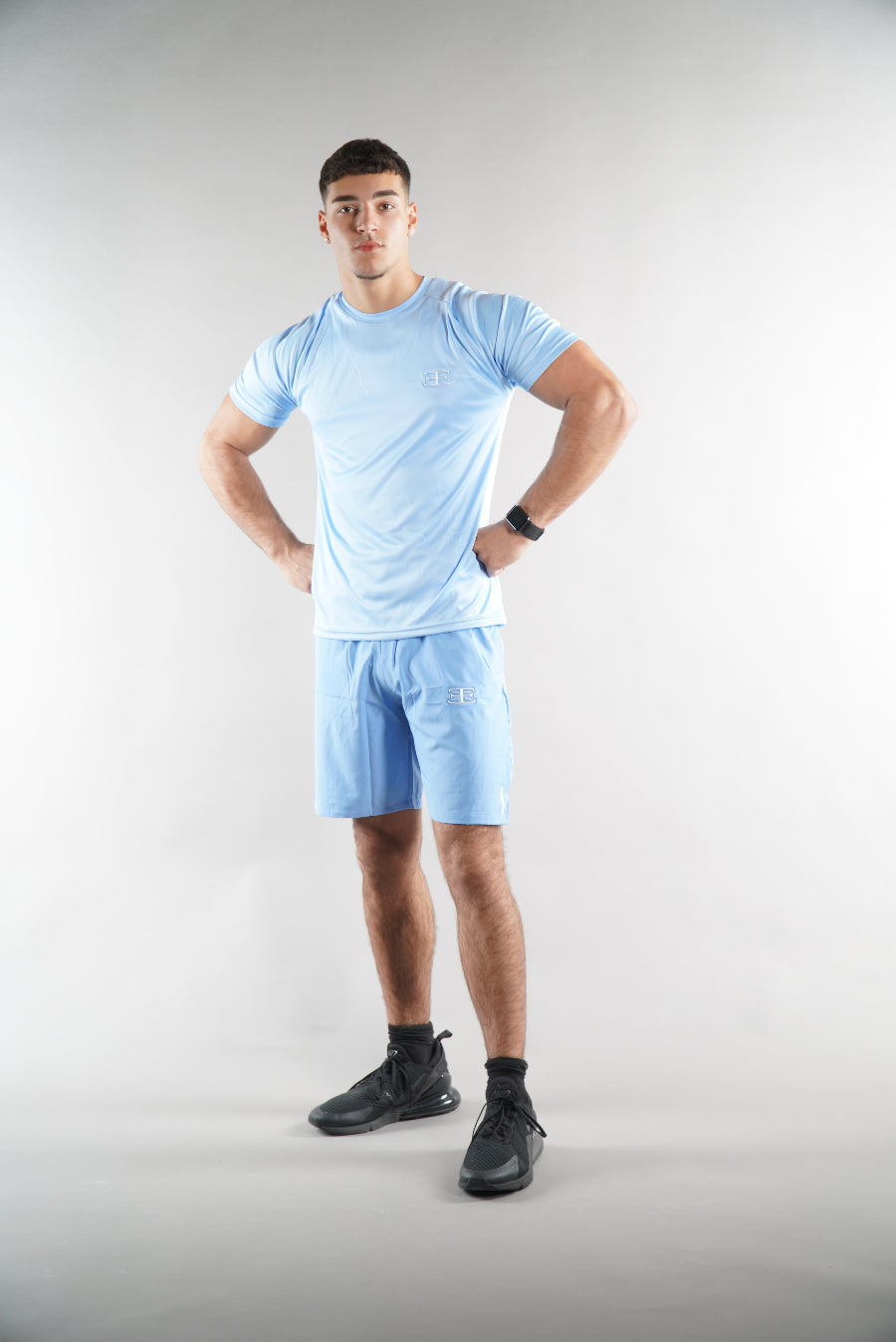 Men's Elegante Sky Blue Gym Shorts, activewear for men, jd sports, sportswear