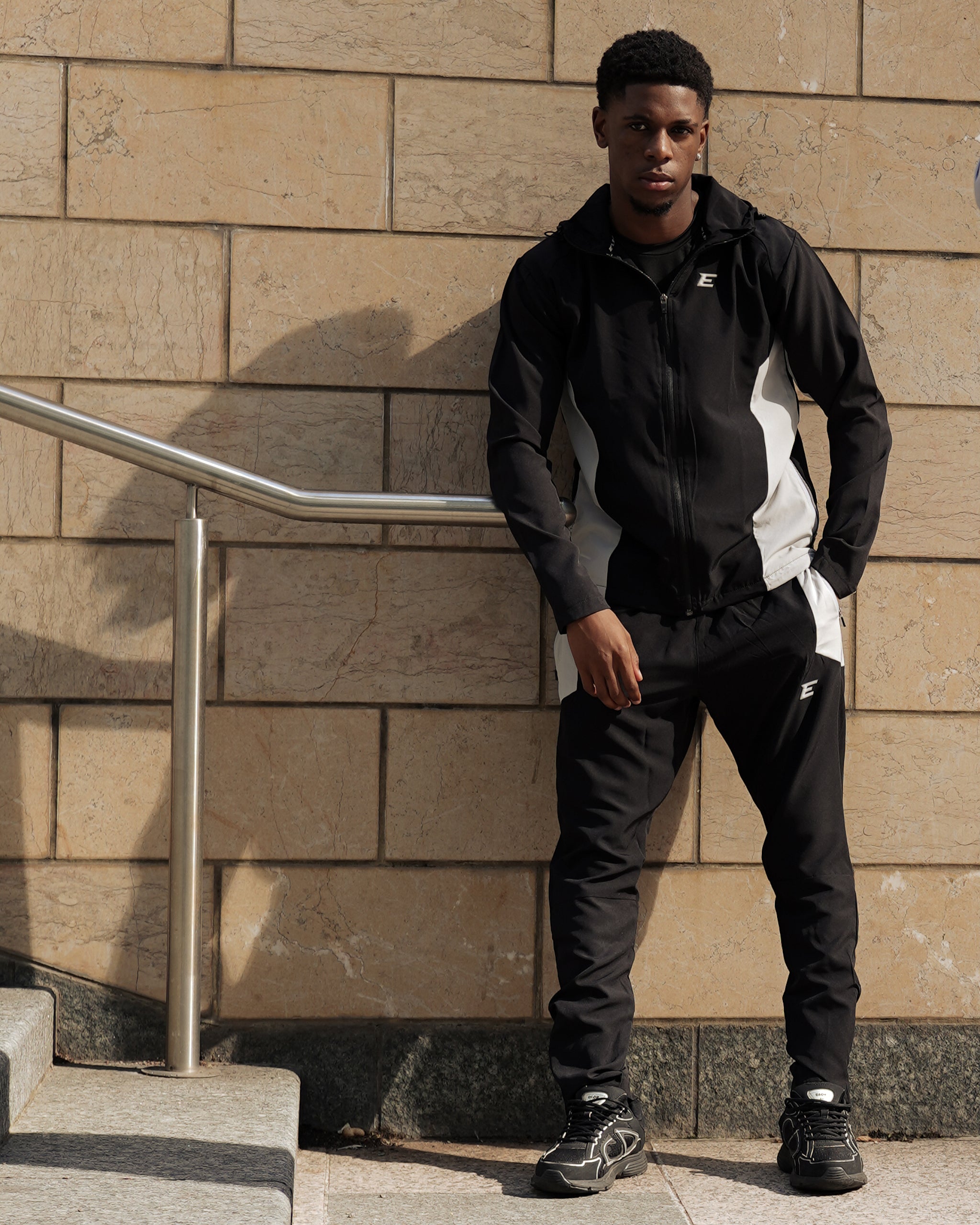 Vertex Black Silver Grey Tracksuit Joggers-thumbmail-1